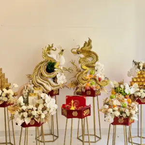 Mâm quả 5 mâm rồng phụng khay vàng