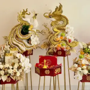 Mâm quả 5 mâm rồng phụng khay vàng
