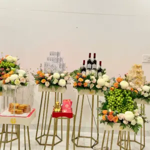 Mâm quả 6 mâm mix hoa mẫu đơn