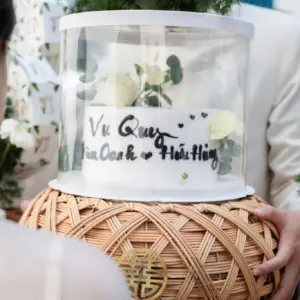 Set cầu mây 6 mâm rồng phụng tone hoa sen