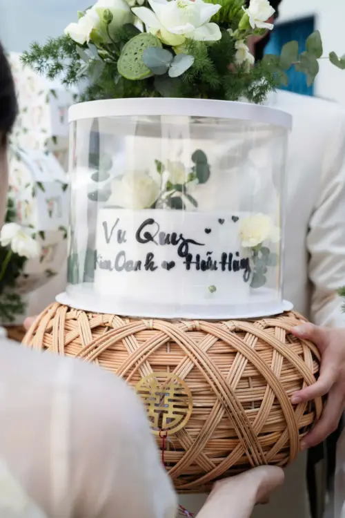 Set cầu mây 6 mâm rồng phụng tone hoa sen