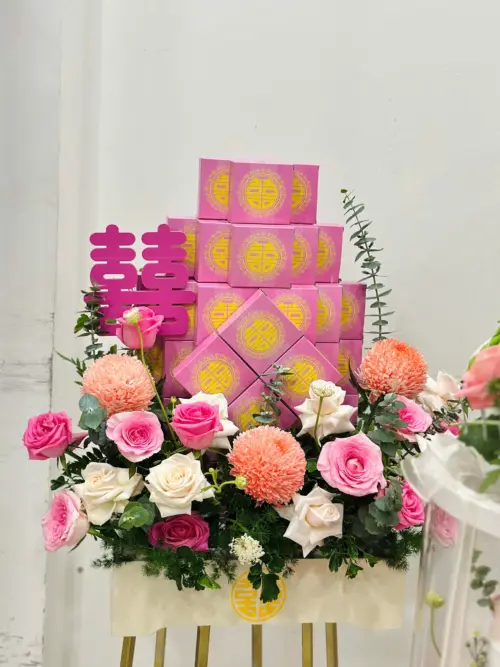 Set Rồng Phụng 6 mâm Xanh cốm mix hoa hồng