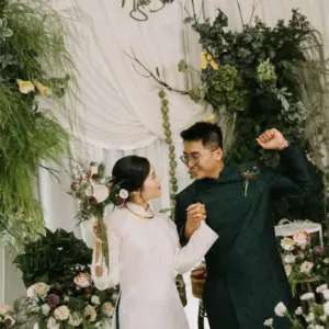 Combo decor gia tiên tone xanh kem siêu xinh