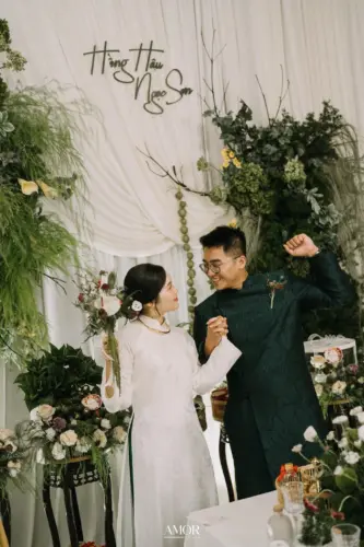 Combo decor gia tiên tone xanh kem siêu xinh