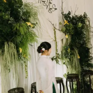 Combo decor gia tiên tone xanh kem siêu xinh