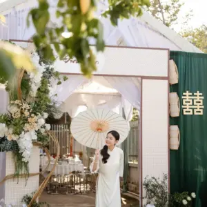 Mẫu gia tiên tone xanh truyền thống