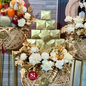 Set 6 mâm rồng phụng dát vàng