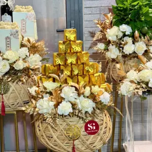 Set 6 mâm rồng phụng dát vàng