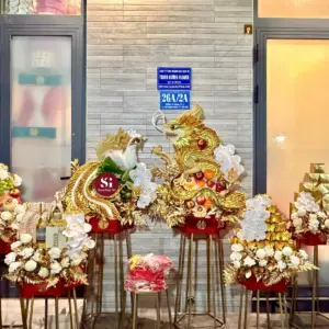 Set 6 mâm rồng phụng dát vàng