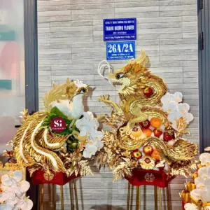 Set 6 mâm rồng phụng dát vàng