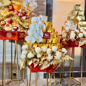 Set 6 mâm rồng phụng dát vàng