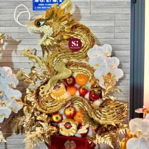 Set 6 mâm rồng phụng dát vàng