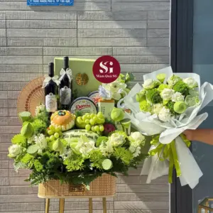 Combo dạm ngõ trà rươu+ trái cây tone hồng xinh xắn