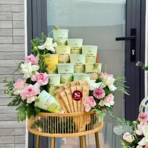 Set 7 mâm rồng phụng tone hồng CN13